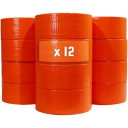 Lot de 12 Rubans adhésifs toilés orange 50 mm x 33 m - Rouleau adhésif Tecplast pour fixer les