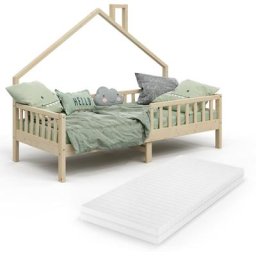 Lit cabane ""Noemi 200x90cm Nature avec matelas Vitalispa