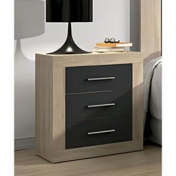 Table de nuit, table de chevet coloris chêne cambrian, graphite - Longueur 50 x Profondeur 34,6 x
