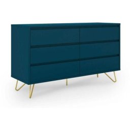 Commode 6 tiroirs bleu canard darina - bleu