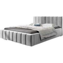 Lit rembourré avec tiroir de lit BoxSpring Lit 01 - 140x200 - Silver (trinity 32)