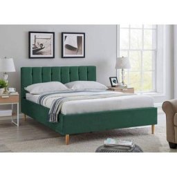 Lit double capitonné en tissu velours vert valentine 140x190 cm - vert
