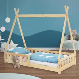 Ml-design - Lit d'enfant tipi avec sommier à lattes en bois naturel maison indien 160x80 cm