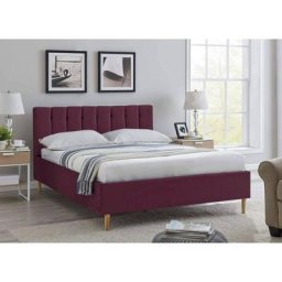 Lit double capitonné en tissu velours rose fushia valentine 160x200 cm - rouge