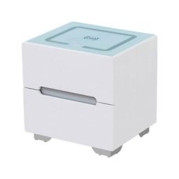 Table de chevet avec 2 tiroirs, Meuble de chambre à coucher avec lumière led réglable, Blanc