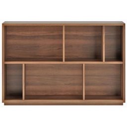 Meuble de rangement, collection NACK (547), bibliothèque étagère à 2 nivaux en mélamine.- noyer