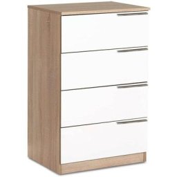 Commode design couleur bois et blanc 4 tiroirs cleo - bois clair