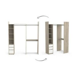 Kit dressing extensible d'angle swing - Décor chene Kronberg et blanc - l 203.8 x p 43.9 x h 218.3