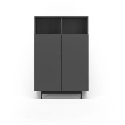 Buffet de rangement haut en mélamine, collection printed, avec 2 portes, couleur graphite