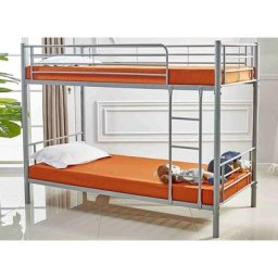 Lit superposé twins en métal gris 90 x 190 cm + sommiers - gris