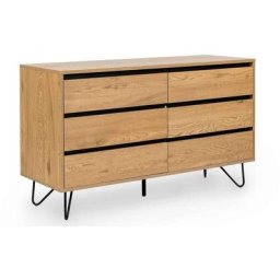 Commode 6 tiroirs en bois darina - bois clair