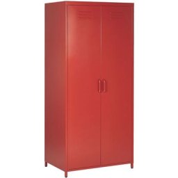 Armoire Moderne Industrielle en Acier Rouge Chromé 4 Compartiments 171 cm de Hauteur Beliani Rouge