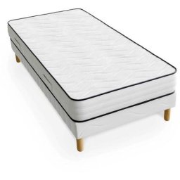 Confort - Ensemble Sommier + Matelas 20 cm 90x190 - blanc