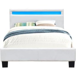Angel - Solide et Confortable Lit 90x190 avec Sommier + Tête de Lit avec Eclairage led Couleur