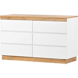 Commode meuble de rangement avec 6 tiroirs, Table de chevet, Structure en panneau E1, Pour chambre