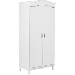 Armoire Rétro avec Poignées en Métal Blanche à Charnières à Portes et Tringle Cammin - Blanc