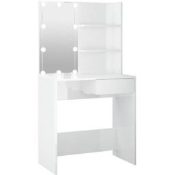 Coiffeuse avec led Blanc brillant 74,5x40x141 cm Vidaxl High gloss white