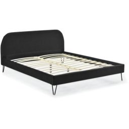 Lit velours noir 140 x 190 cm phoenix - Noir
