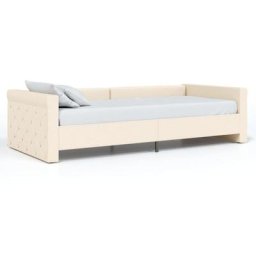 Lit avec éclairage usb Crème Tissu 90x200 cm Vidaxl Cream