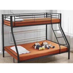 Lit superposé 3 personnes en métal noir 90 x 190 cm et 140 x 190 cm TRINITY - noir