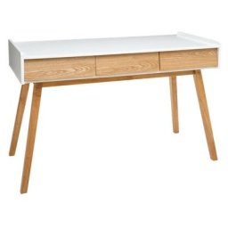 Console sur pieds bois Elva blanc Atmosphera Blanc - Blanc et naturel