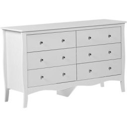 Commode Blanche avec 6 Tiroirs Spacieux Meuble de Rangement Pratique pour Chambre ou Salon au Style