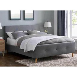 Lit scandinave en tissu capitonné gris greg 160x200 cm - gris