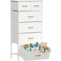 Ldszxne - Commode 6 tiroirs,commode cuir ,commode chambre Blanc,60 x 30 x 116 cm ,Meuble de