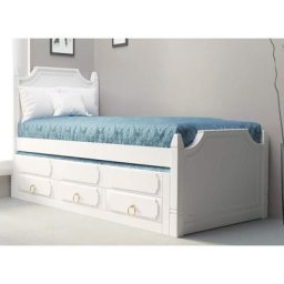 Lit gigogne avec tiroirs en bois blanc pauline 90 x 190 cm - blanc