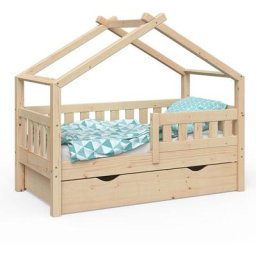 Lit cabane ""Design 140x70cm Nature avec tiroir Vitalispa
