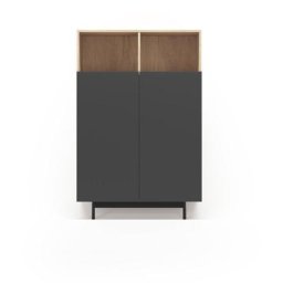 Buffet de rangement haut en mélamine, collection printed, avec 2 portes, couleur chêne clair