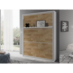 Lit escamotable vertical 160x200 cm avec tablette ouverture synchronisée Habitat - 14 couleurs