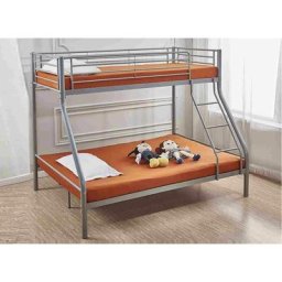 Lit superposé 3 personnes en métal 90 x 190 cm et 140 x 190 cm trinity - gris