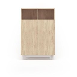 Buffet de rangement haut en mélamine, collection printed, avec 2 portes, couleur chêne clair