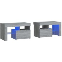 Tables de chevet 2 pcs et lumières led Sonoma gris 70x36,5x40cm Vidaxl Sonoma gris