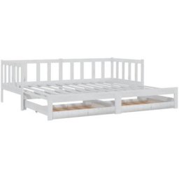 Lit coulissant 2x(90x200) cm Blanc Bois de pin massif Vidaxl White