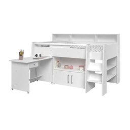 Lit combiné enfant avec bureau contemporain décor blanc - Sommier inclus -l90 x L200 cm - dave