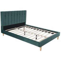 Cadre de lit scandinave en velours vert 160x200 cm hanko - Vert