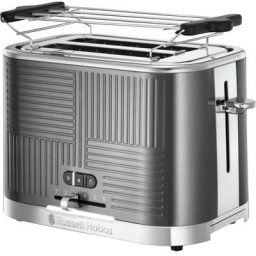 Russell Hobbs - 25250-56 Toaster Grille-Pain Geo Steel, 4 Fonctions, Température Ajustable,