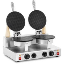 Royal Catering - Gaufrier double - rond - 2 x 1000 w - Minuterie 0 - 5 min - Crème, Gris foncé,