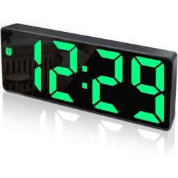 Réveil Numérique,Grand écran LED,Horloge de Surface Miroir avec Fonction Snooze et Connexion de