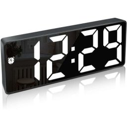 Réveil Numérique,Grand écran LED,Horloge de Surface Miroir avec Fonction Snooze et Connexion de