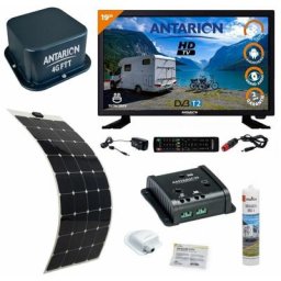Pack Antarion Antenne 4G Wi-Fi + tv led 19 48cm hd Smart + Panneau solaire souple 150W + Régulateur