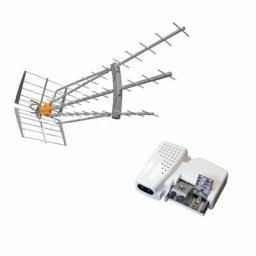 Pack Antenne dat hd boss lr LTE700 (C.21 - C.48) Gain 47dBi tnt uhf + Alimentation 24V - Televes