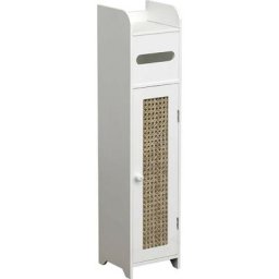 Tendance - Meuble réserve et dérouleur wc cannage blanc - Blanc - Blanc