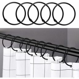 Noir - 24 anneaux de rideau de douche, crochets de rideau de douche antirouille pour salle de bain,