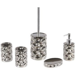 5 Accessoires de Salle de Bain Gobelet Distributeur Savon Porte-savon Porte-brosse à Dents et
