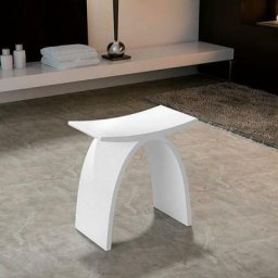 Tabouret de Salle de Bain - Solid surface Blanc Mat - 43x43 cm - Minéral