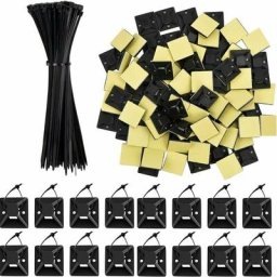 100pcs attaches de câble auto-adhésives noires support d'attache de câble avec 100pcs attaches de