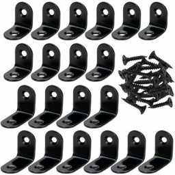 Ersandy - Lot de 20 supports d'angle en forme de l avec 40 vis, équerres d'angle pour bois en acier